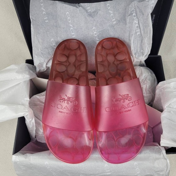 Coach Shoes - Coach Ulyssa Rubber Slide Sandals Petunia Black Cherry Pink C3068 Womens 8 B